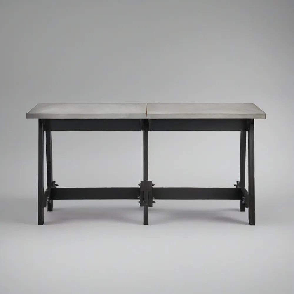 Skládací obdélníkový stůl z pozinkované oceli 180 × 80 × 75 cm šedý/černý