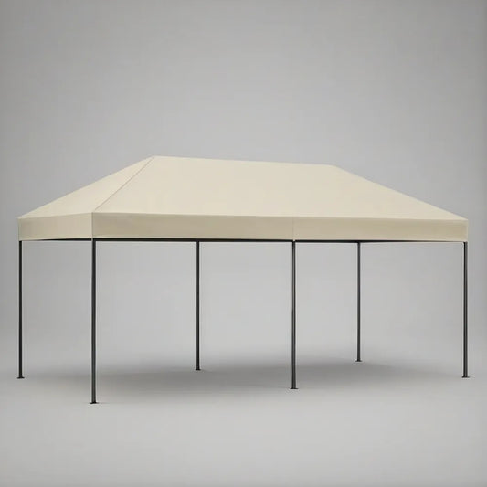 Zahradní altán s béžovou střechou 600 x 300 x 250 cm, ocel a polyester